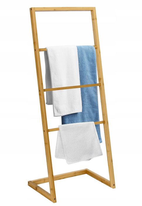 WIESZAK drewniany na ręczniki 4 poziomy bambus 98cm