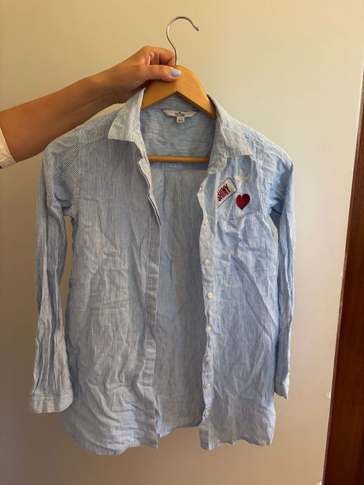 Camisa azul às riscas tamanho 11/12 da Tiffosi