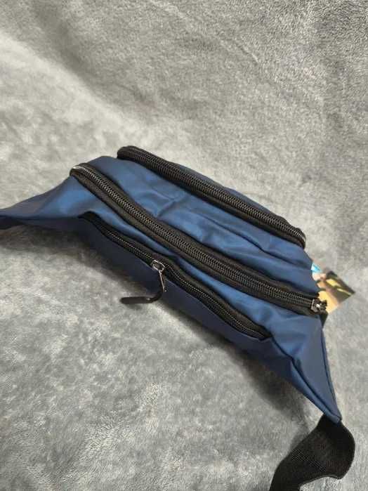 Męska pojemna duża niebieska nerka regulowany pasek nowa