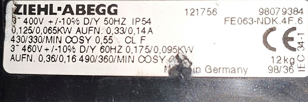 Wentylator Ziehl Abegg 630mm 400v