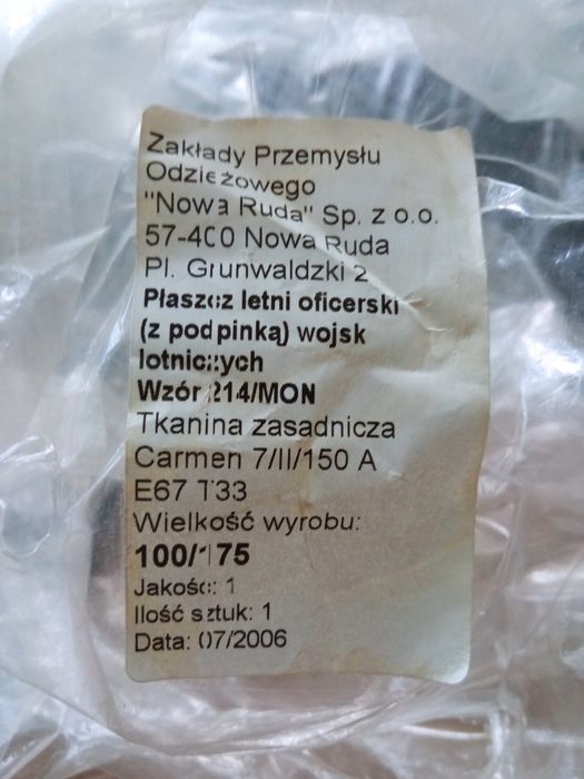 Płaszcz letni oficerski