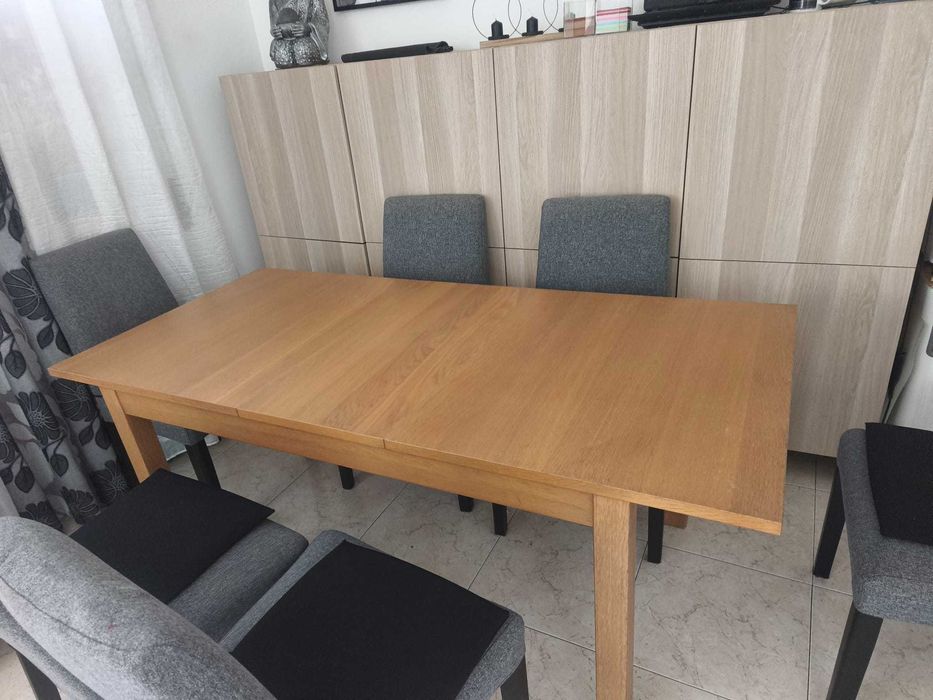 Mesa extensível com 140/300cm em carvalho