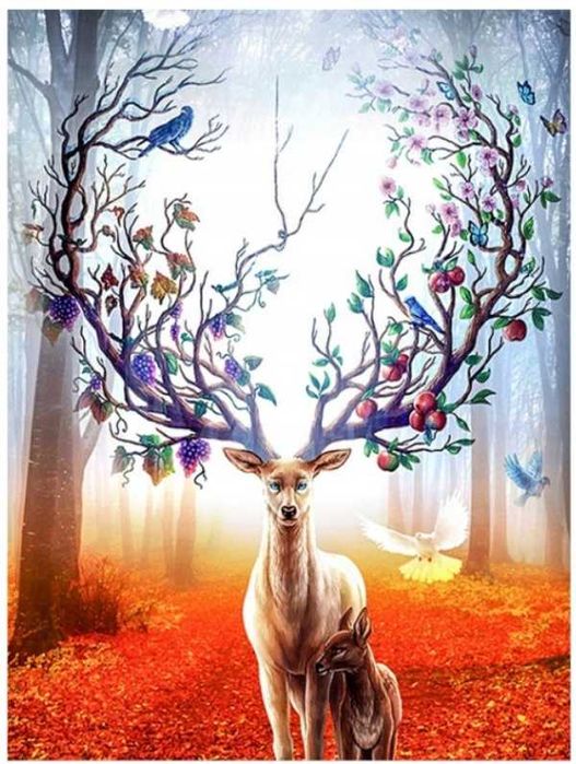 5D Diamentowy rysunek Łoś leśny Zestaw 30*40cm