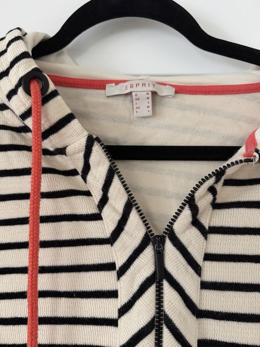 Bawełniana Bluza sweterek z kapturem w paseczki Esprit r.M