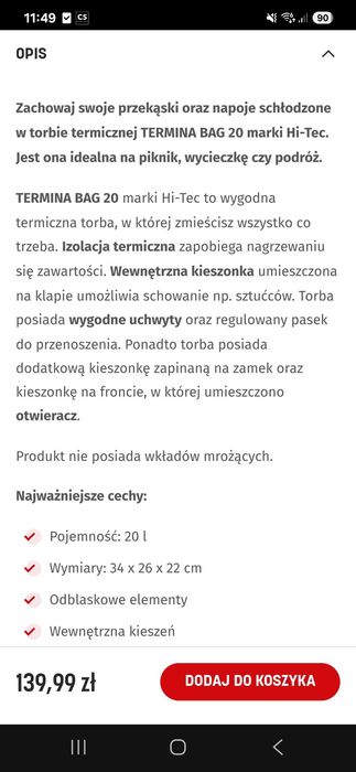 Nowa torba termiczna 20 Litrów