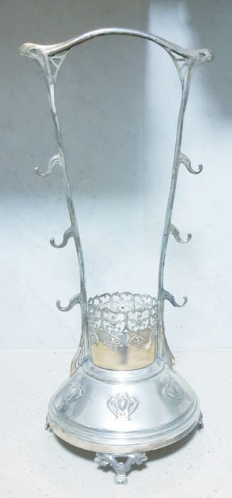 Art Nouveau vintage liqueur stand with silver plating
