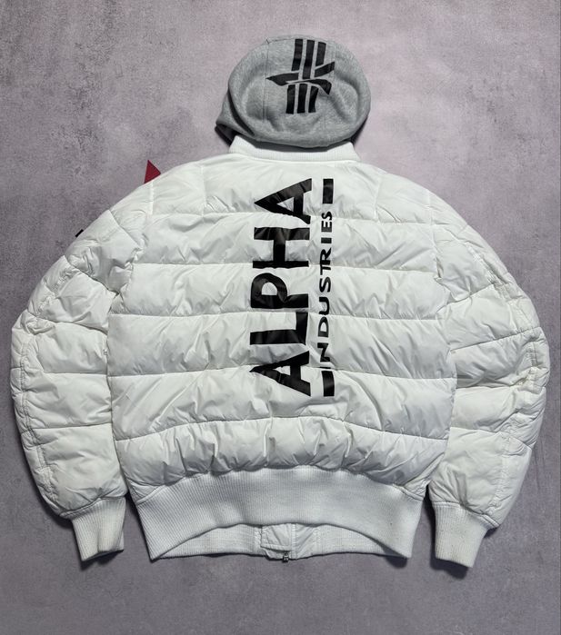 ‼️Оригінальний‼️ бомбер MA-1 ZH White Print Puffer FD Bomber Jacket cwu 45 hooded
