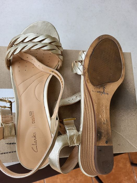 Sandały złote skórzane clarks roz 41