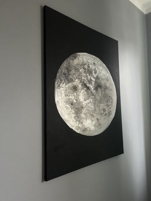 Obraz Ksieżyc unikalny obraz hand made z efektem posrebrzania