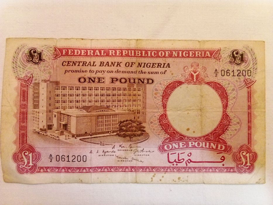 Nota antiga de 1 libra Nigeriana