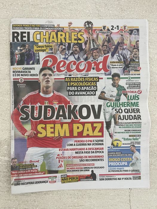 Vendo jornais 11 de Janeiro de 2026 - Vitória SC vencedor Taça da Liga