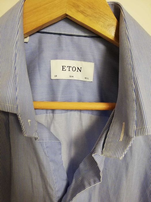 koszula ETON 39 slim 15 1/2 w paski niebieska
