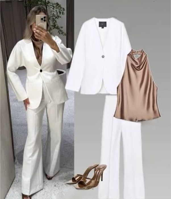 Блейзер жакет святковий білий Zara, L-XL