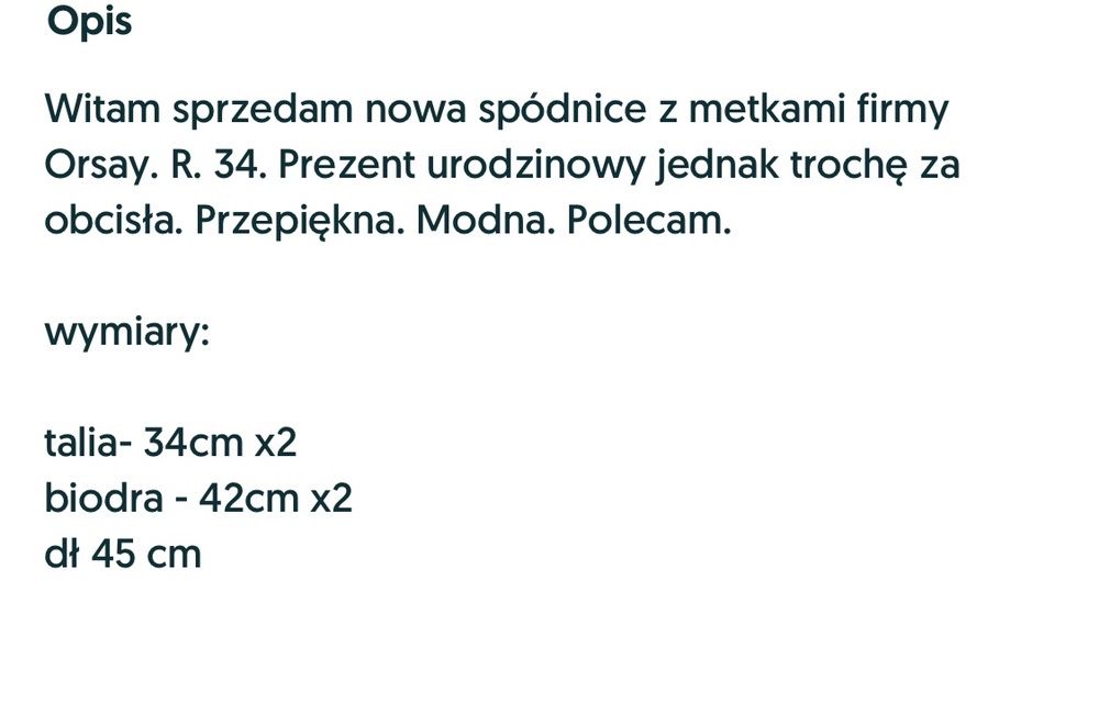 Skórzana spódnica orsay r. 34 sliczna !
