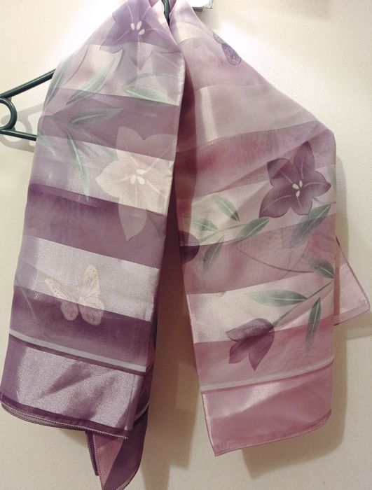 Chusta/apaszka fioletowo różowa w kwiaty