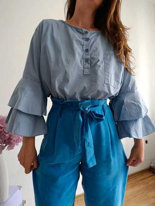 Made in Italy bawełniana bluzka falbany romantic boho