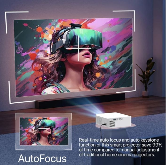 Video Projetor Inteligente Venircool C1, foco automatico wifi/bluetooth dual