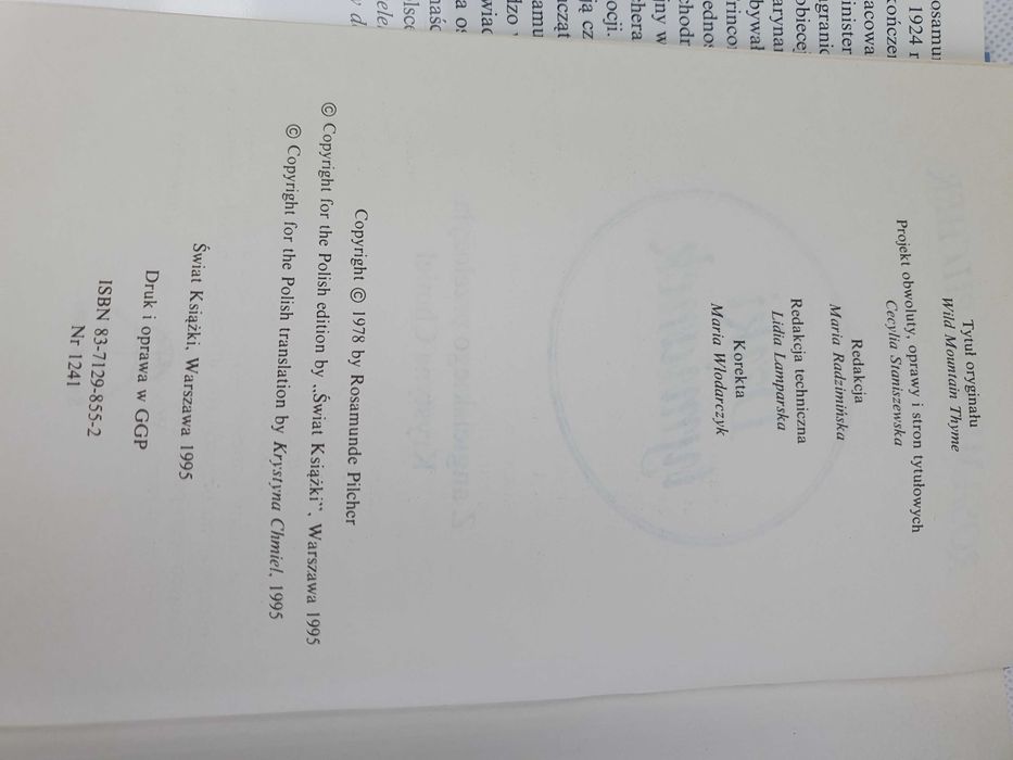 Książka Dziki tymianek, Rosamunde Pilcher