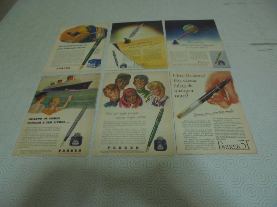 Publicidades de Canetas Parker dos anos 40/50 todas diferentes