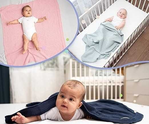 Kocyk Niemowlęcy 80×100 cm 100% Bawełna Organiczna GOTS Kremowy