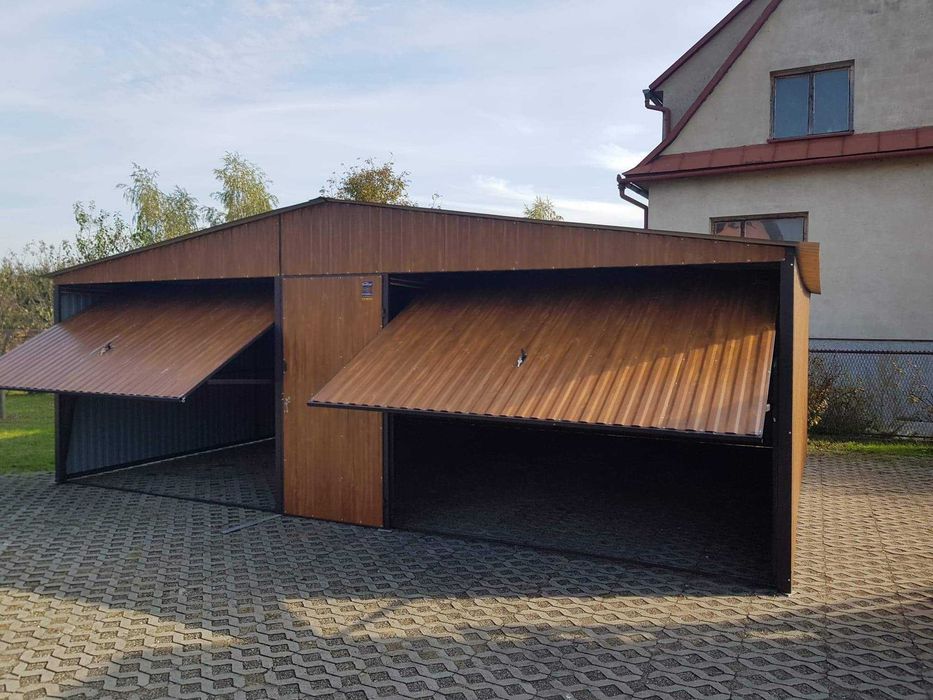 Garaż blaszany 7x5 złoty dąb