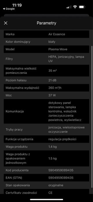 Oczyszczacz powietrza Air Essence