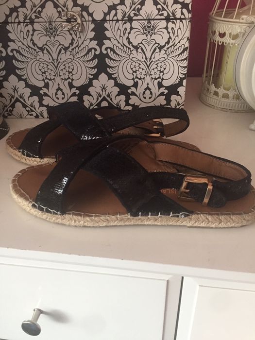 Sandały espadryle RIVER ISLAND 40 czarne cekinowe