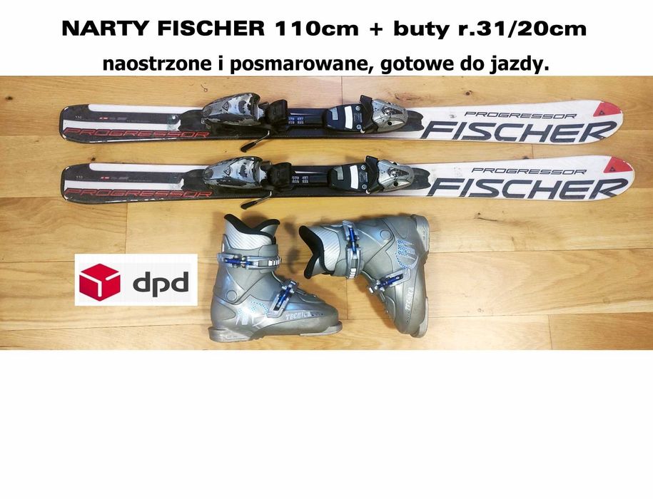 narty zjazdowe carvingowe Fischer Progressor 110cm +buty r31/20cm +DPD