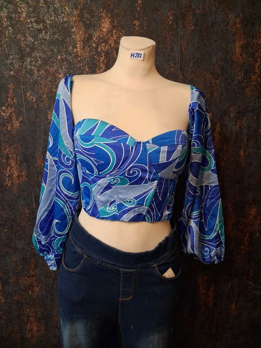 Crop top gorsetowy gorset wiązany rekawy rozmiar M