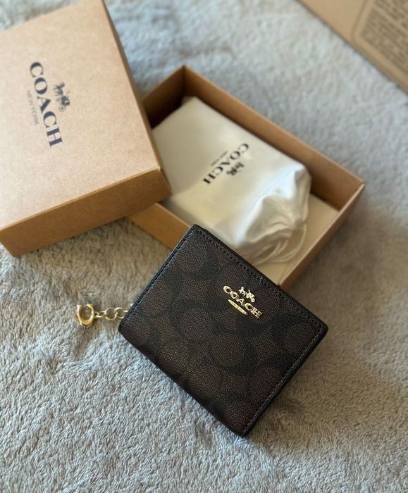 Гаманець Coach snap wallet шкіряний | кошельок женский коач