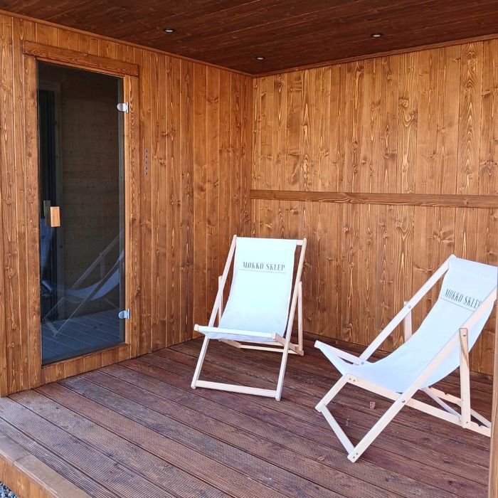 Sauna ogrodowa 6 × 2,5 m z zadaszeniem PRODUCENT strefa SPA