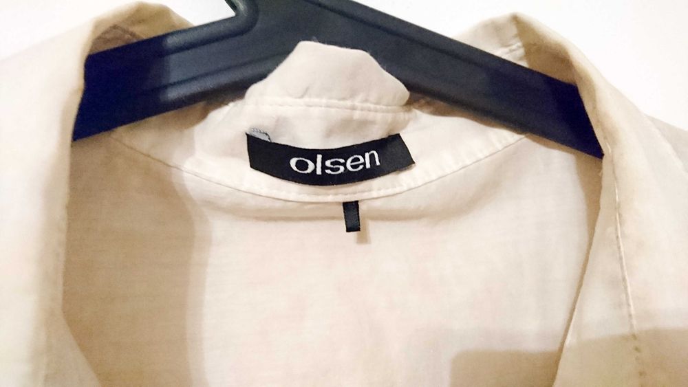 Koszula bluzka Olsen beż lekka mgiełka casual look L