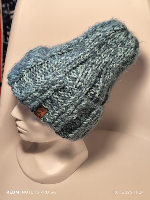 Czapka miętowa handmade