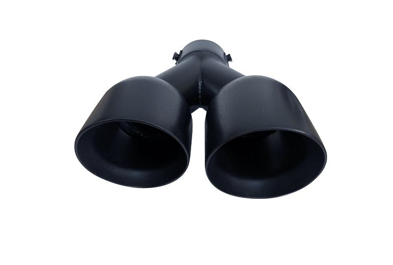 PONTEIRA DE ESCAPE INOX DE DUPLA SAÍDA 89MM PRETO MATE - ESQUERDA