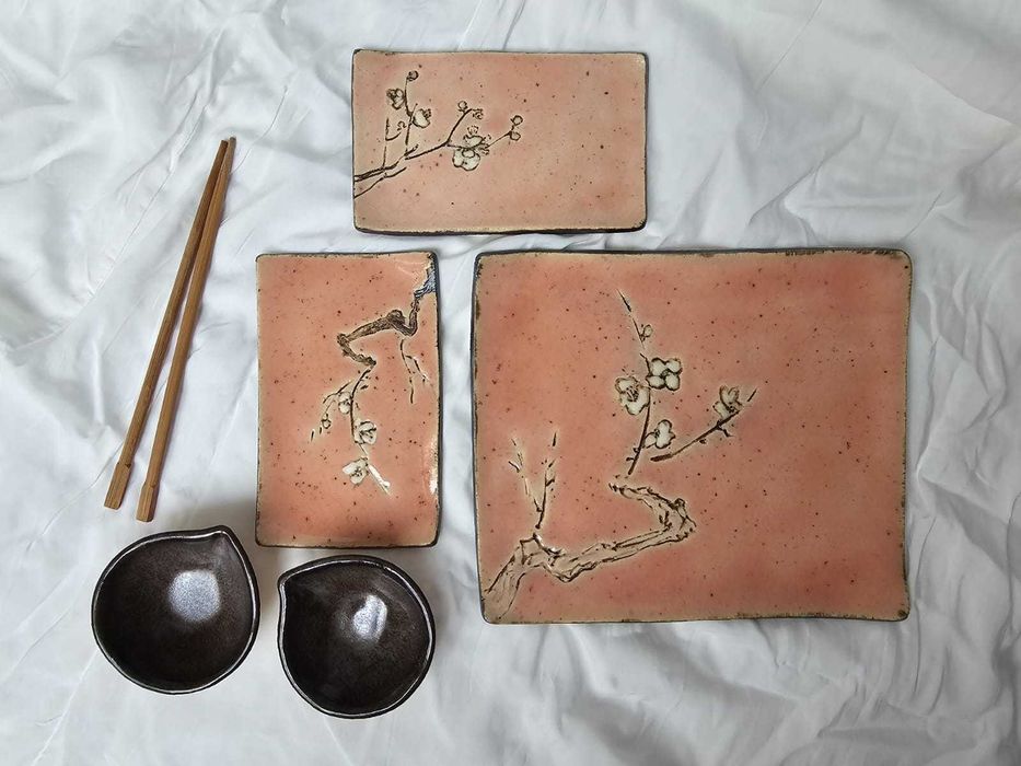 Ceramiczny zestaw do sushi dla 2 osób Kwiat Wiśni