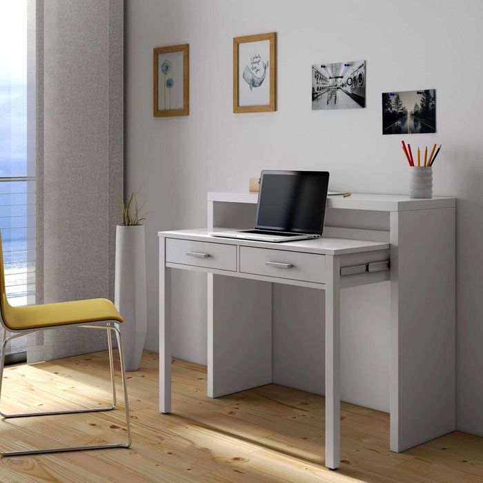 Mesa de Escritório / Estudo Extensível 98,5 cm x 36-70 cm Branco