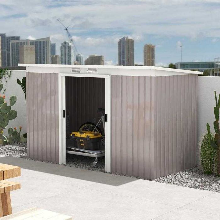 Abrigo de Jardim em Aço Galvanizado 280x130x172 cm