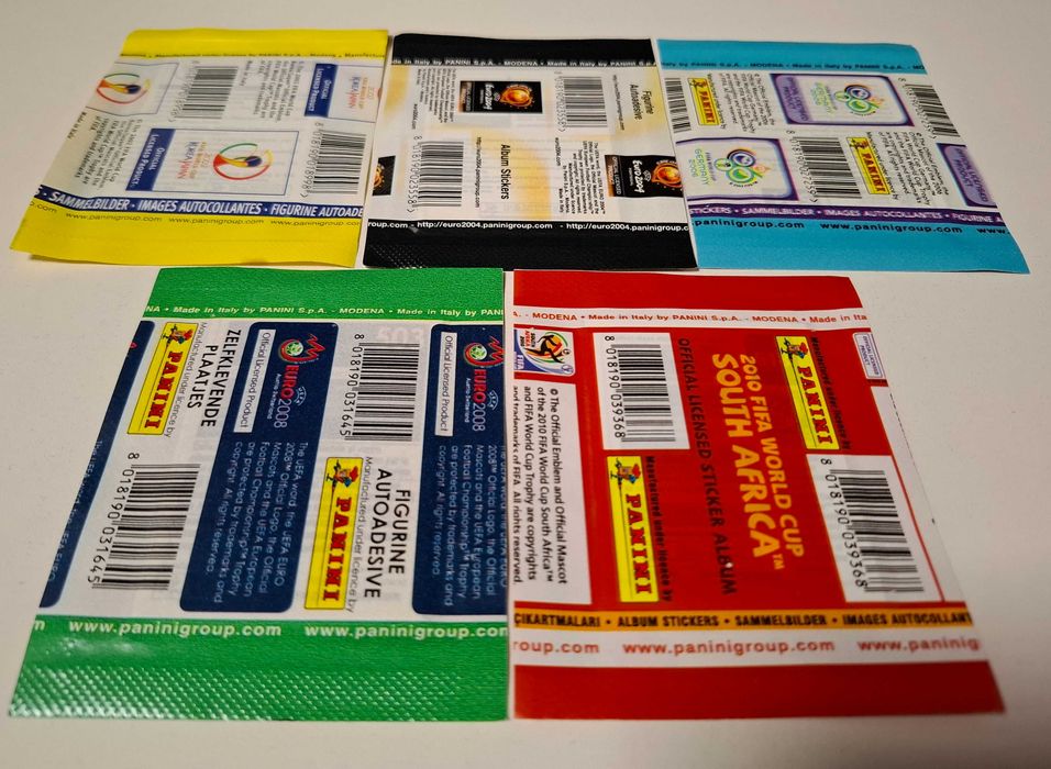 Lote de 20 saquetas de cromos fechadas Panini Europeus / Mundiais