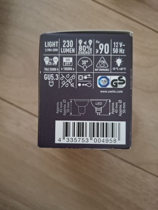 Żarówki LED GU5.3, 4 sztuki