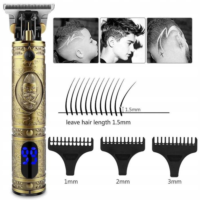 Maszynka do strzyżenia, trymer do brody VINTAGE styl retro boomers LCD