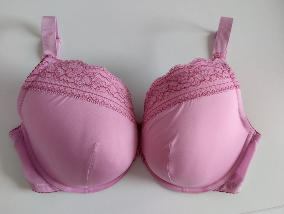 Nowy różowy biustonosz 75J Marks& Spencer 34gg/eur:75J,z miseczkami  push-up pink porządny koronkowy  sexi stanik 75 J