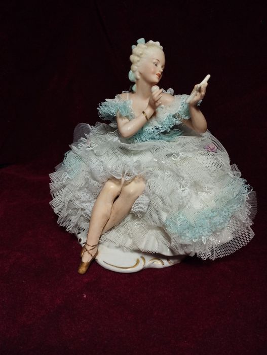 Балерина c зеркалом. На вершине Успеха", 19 см,  Wallendorf, Германия