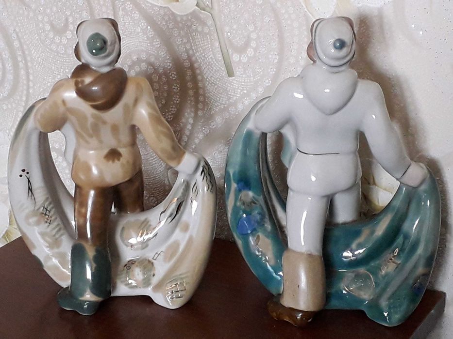 Статуетка «Рибак з неводом» та дівчина "Бандуристка" СРСР Полоне.