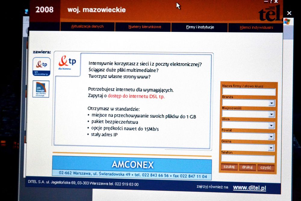 mazowieckie książka telefoniczna program komputerowy sprzed RODO dane