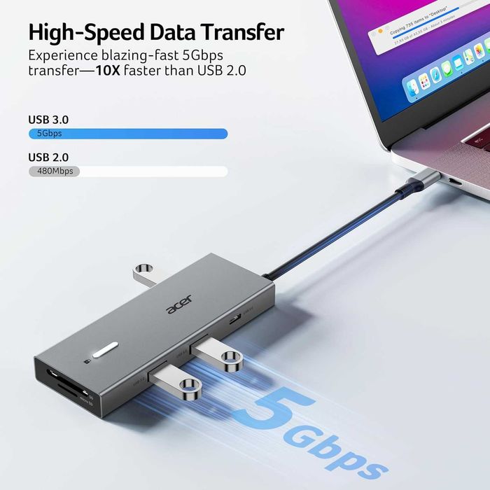 Acer USB-C Hub 9w1, Stacja dokująca do laptopa