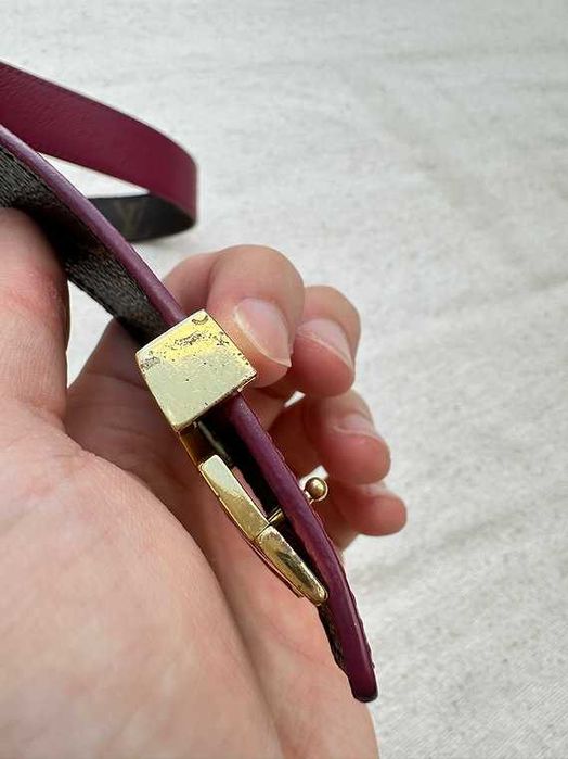 Oryginalny Pasek Louis Vuitton LV Monogram dwustronny brązowo-różowy