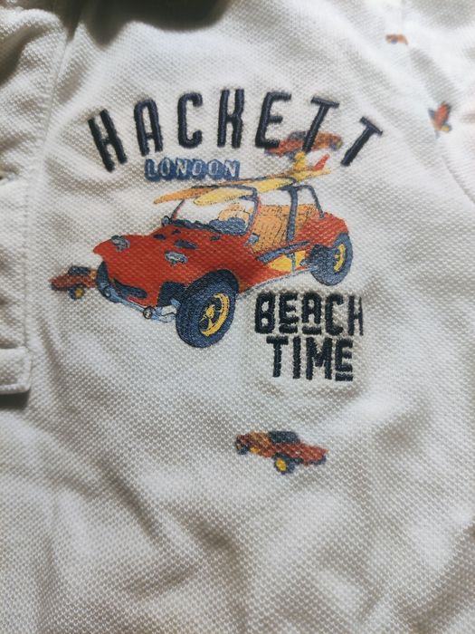 T-shirt, polo, manga curta, branca, carros, Beach Time Hackett London 3/4 anos
