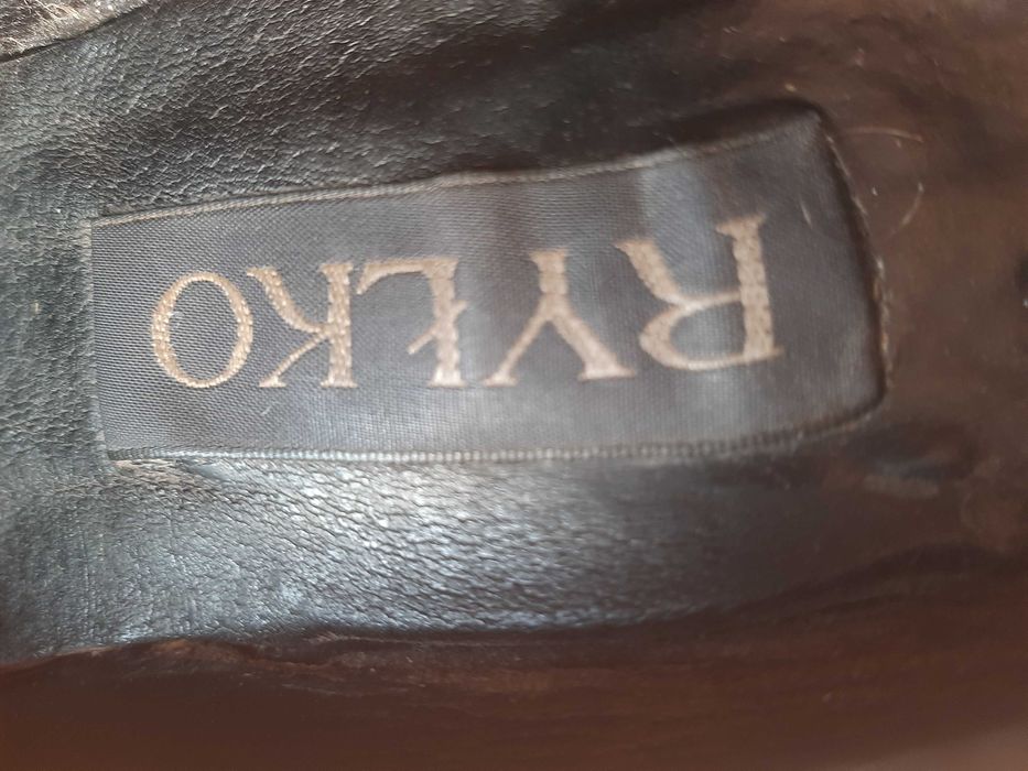 Pantofle damskie RYŁKO -obcas słupek, rozm. 37. Skóra naturalna