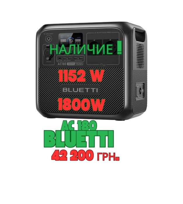BLUETTI AC 180 1152W / 1800W новая зарядная станция НАЛИЧИЕ версия EU
