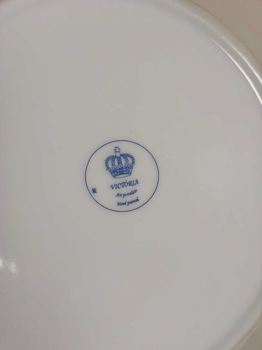Caixa Jóias Porcelana Victória Hand Painted 14cm Azul Cobalto Dourado